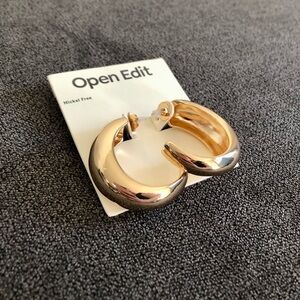 Open Edit Tapered Hoop Earrings Gold